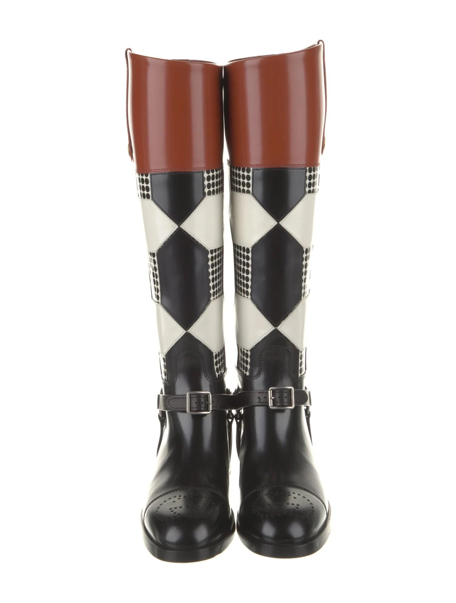 De las mujeres 2595 $ Nuevo sin caja Gucci Otoño 2021 Alessandro Michele Botas de montar de cuero Sz 38.5 en venta