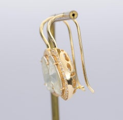 2.59ct Diamond Slice Foil Back 14K Yellow Gold Diamond Halo Earrings OOAK AD2338