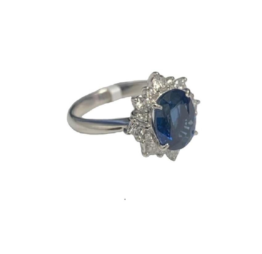 A beautiful Oval Sapphire is surrounded by charming diamonds and set in a vintage platinum setting. This edged a stunning pure Oval Sapphire. The ring is a great showstopper.
*****
Details:
►Metal: Platinum
►Natural Gemstone: Natural