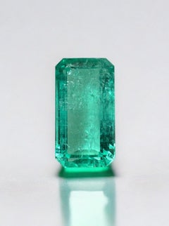 2.59ct Light Bluish Green Elongated Emerald Cut Colombian Gem Genuine May