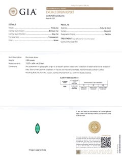 2.59ct Marquise Green Emerald GIA Certified Zambia F1/Minor