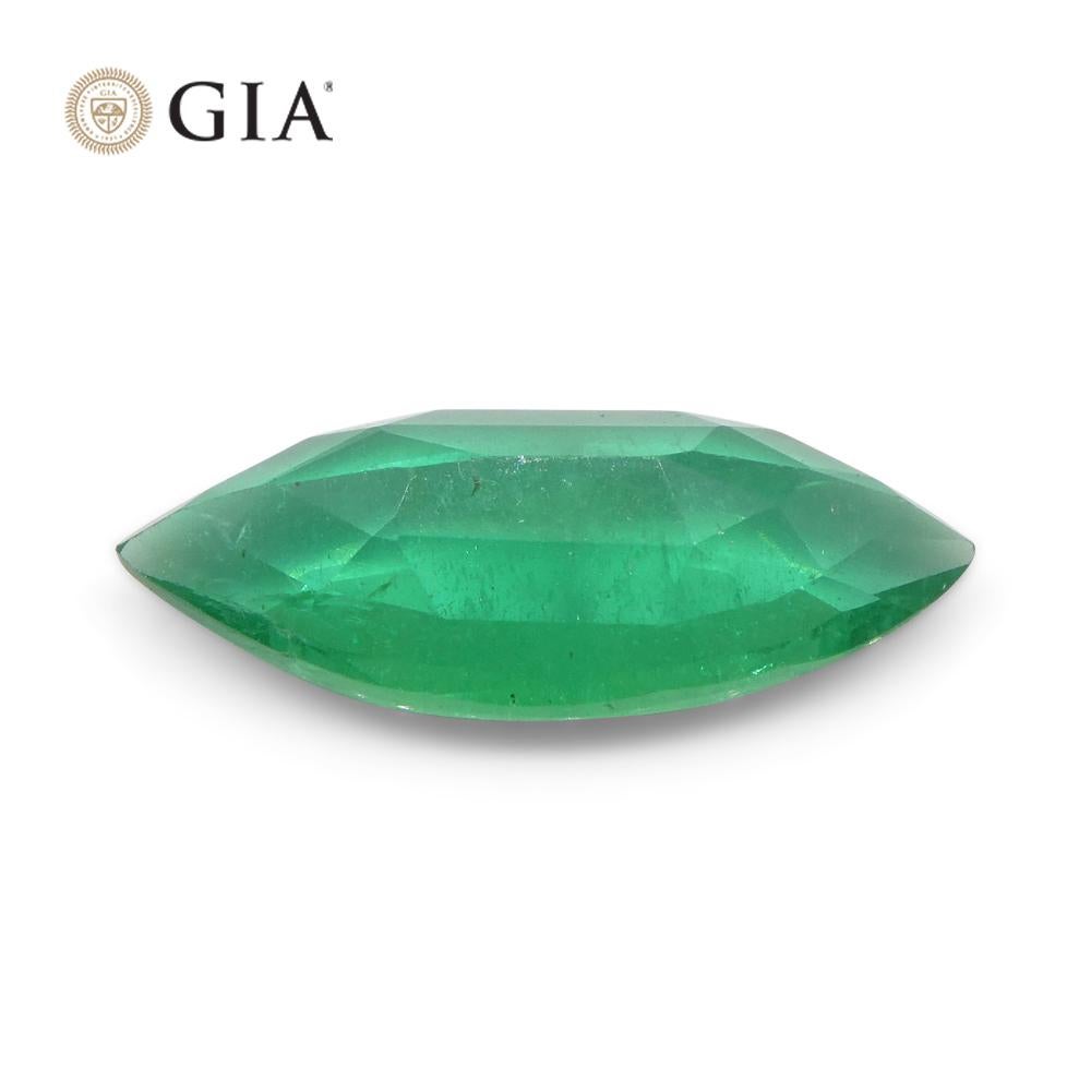 2.59ct Marquise Green Emerald GIA Certified Zambia F1/Minor  In New Condition For Sale In Toronto, Ontario