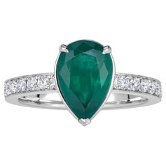 2.59ct Pear Shaped Green Emerald Engagement Ring
