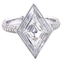 2.59cts E VS2 EX VG N GIA Cert Unique Lozenge Diamond Baguette Engagement Ring