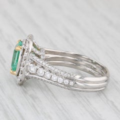 2.59ctw Emerald Diamond Halo Engagement Ring 18k White Gold Size 6 GIA