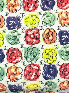 25cm Chanel multi-coloured Camellia CC print nylon small tote bag