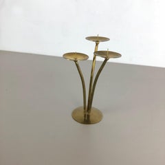 Modernist Sculptural Brutalist Tripod Brass Candleholder, Germany, 1950s