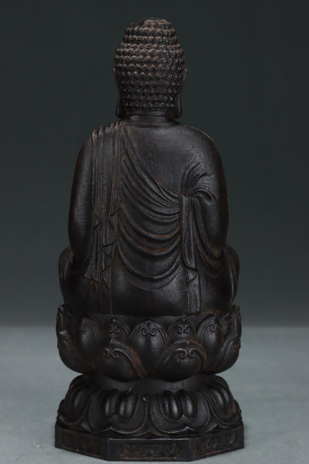 25cm Vintage Agarwood geschnitzter Vairocana-Buddha auf Lotusblume sitzend auf Lotusblume, Vintage im Angebot 1