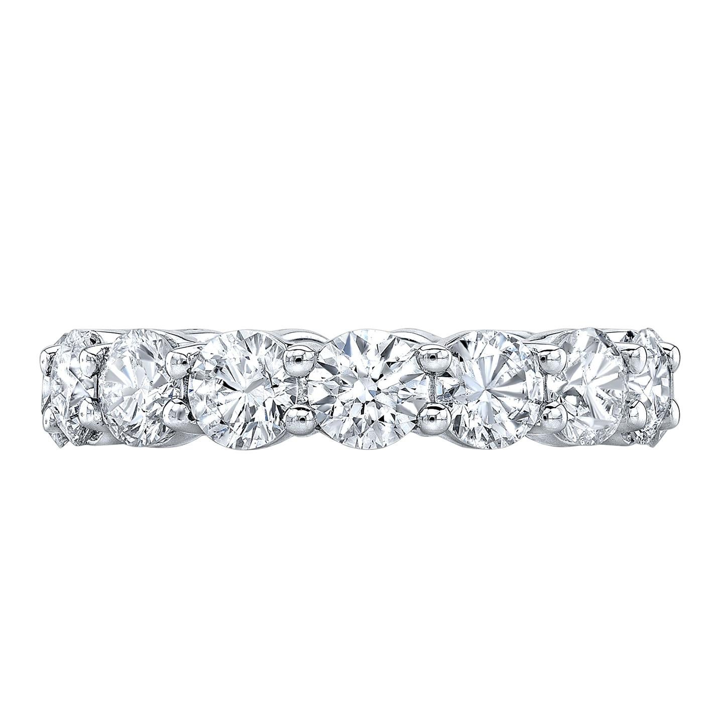 2.5 Carat platinum natural round diamond ring featuring 18 round diamonds in an eternity band. Stunning round diamonds stretch across the length of this incomparable women's eternity band. Fashioned in bold platinum, the total diamond weight of the