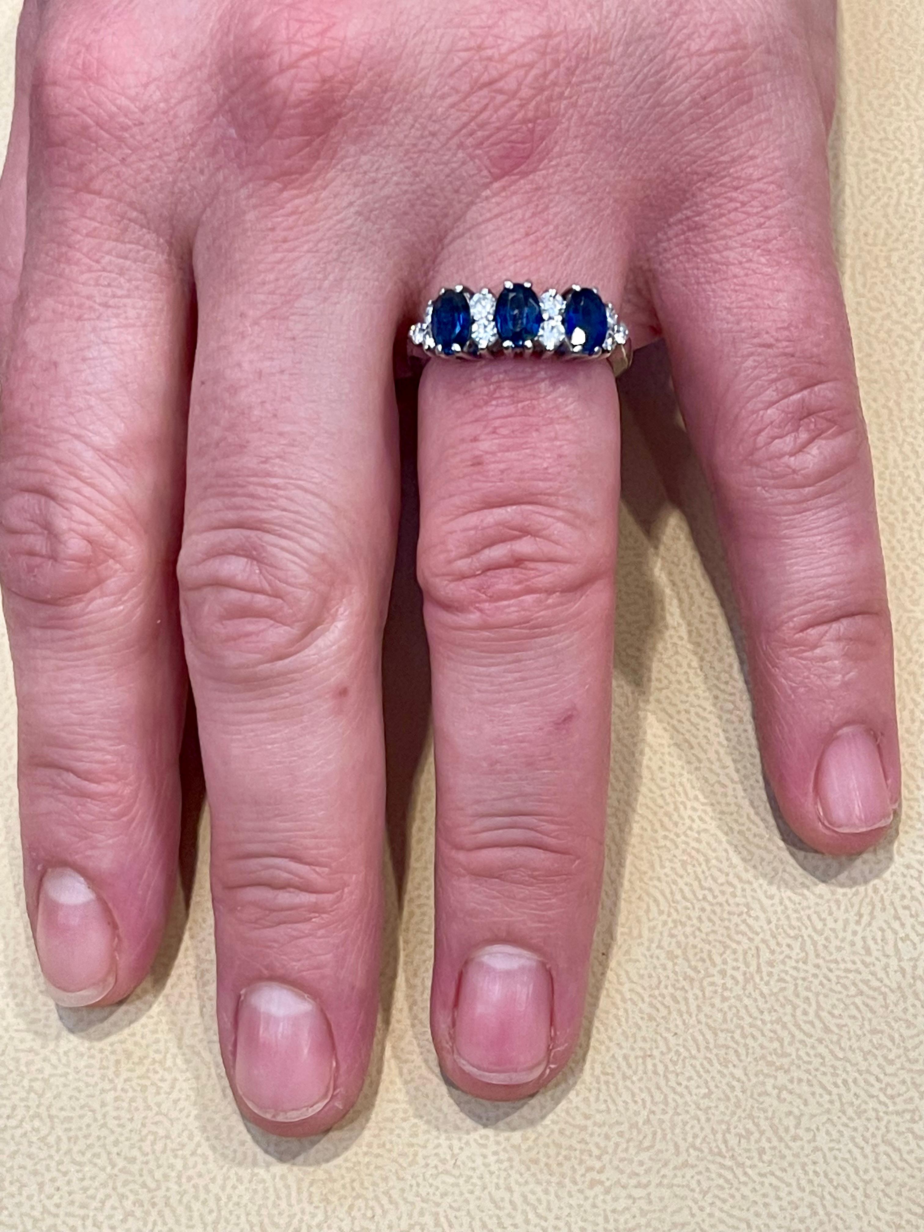2.5Ct Blue Sapphire & 0.6 Ct Diamond Cocktail Ring in 18 Karat White Gold Estate 6