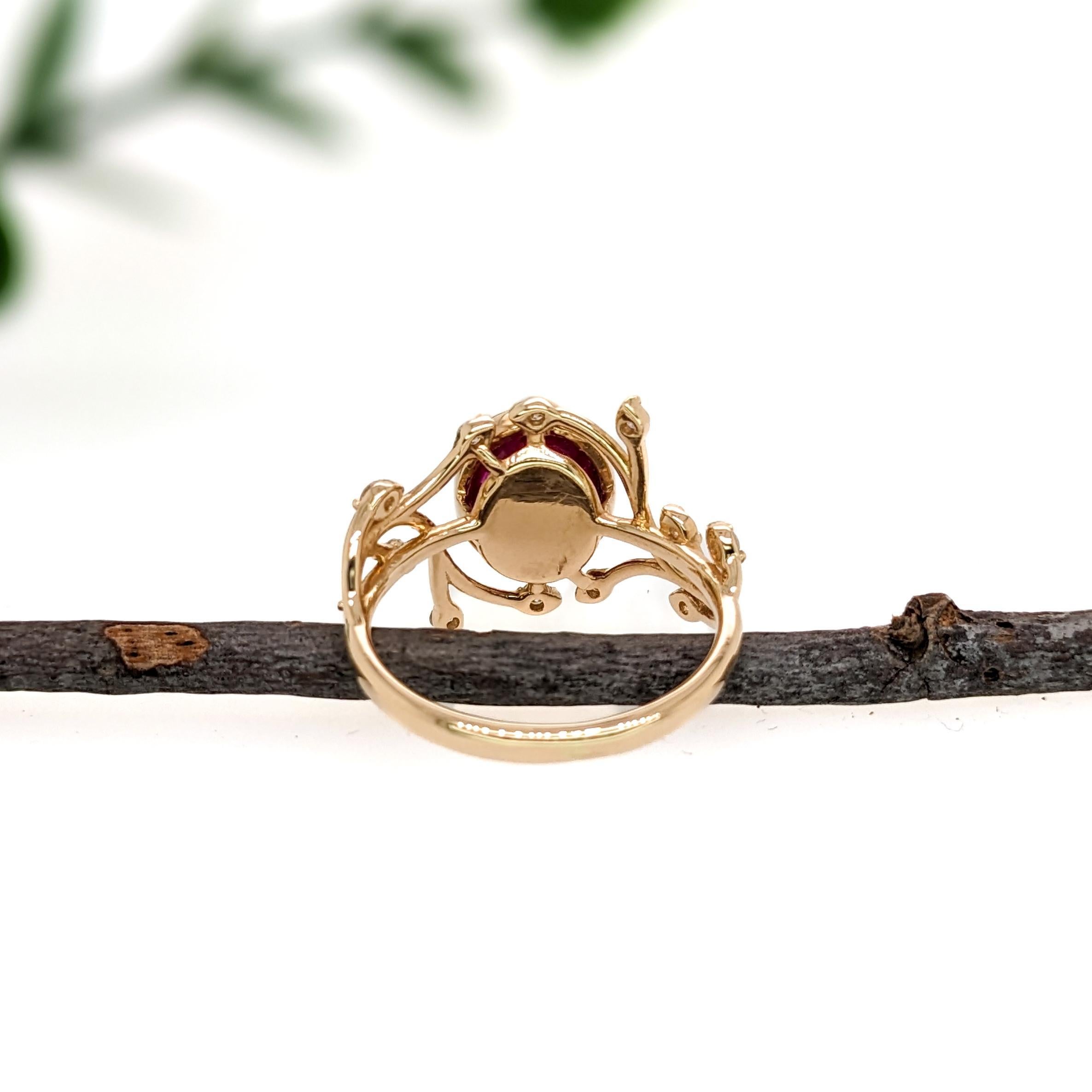2.5ct Burma Ruby Ring w Natural Diamond Accents in Solid 14K Yellow Gold  Oval In New Condition For Sale In Columbus, OH