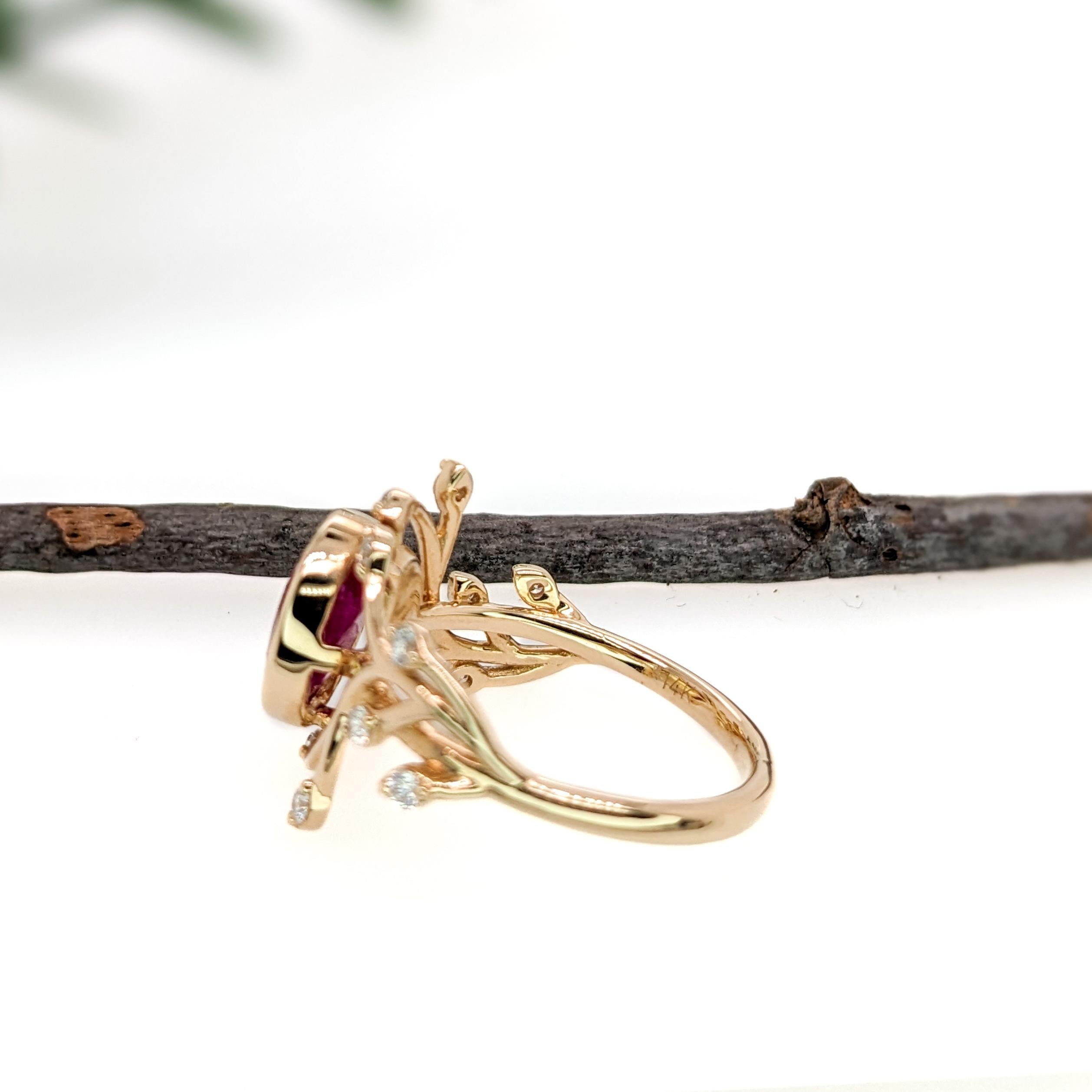 Women's 2.5ct Burma Ruby Ring w Natural Diamond Accents in Solid 14K Yellow Gold  Oval For Sale