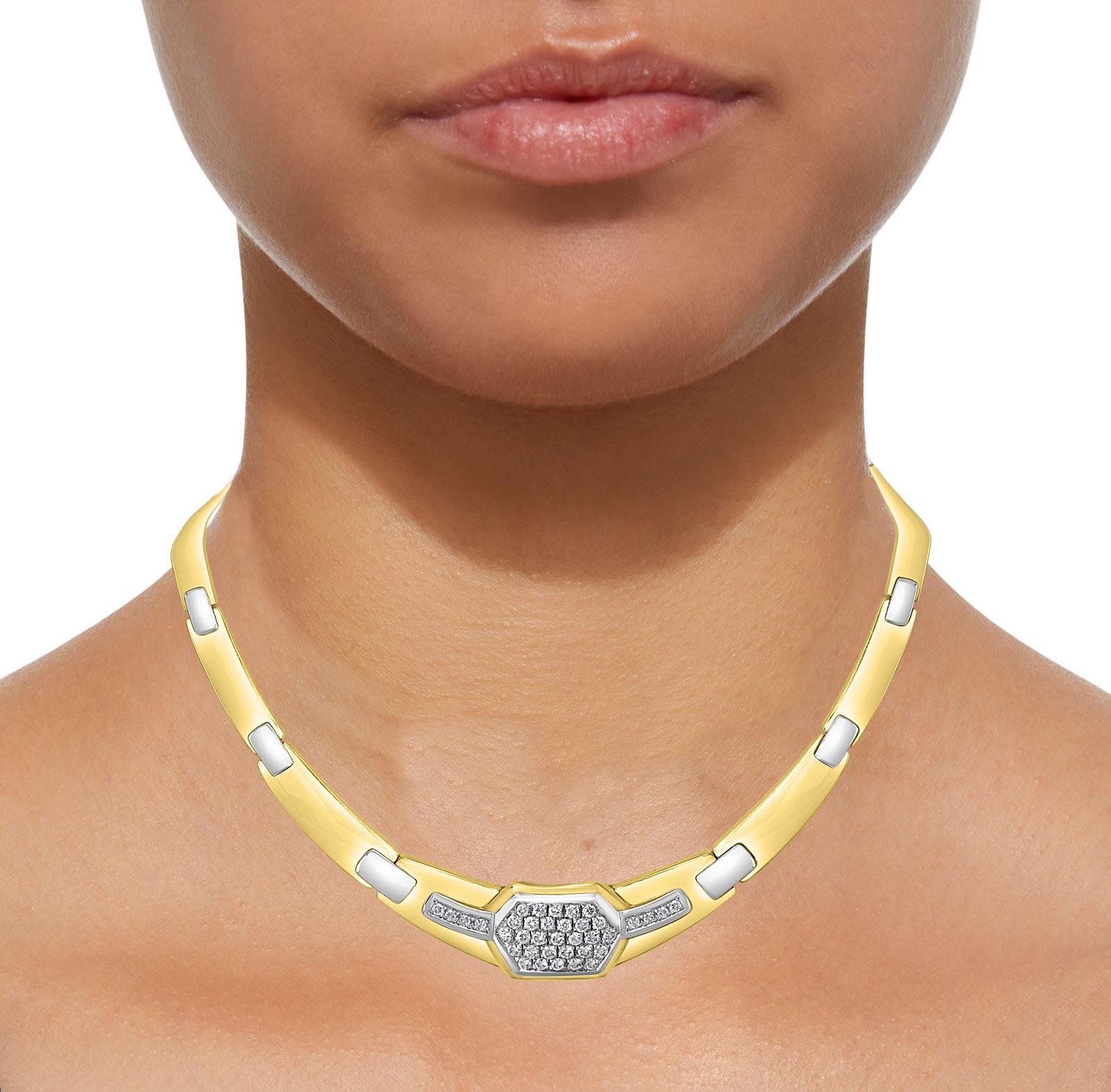 2.5Ct Diamond Necklace 51 GM 18 K 2-Tone Gold Bridal Necklace , Designer Salvini 5