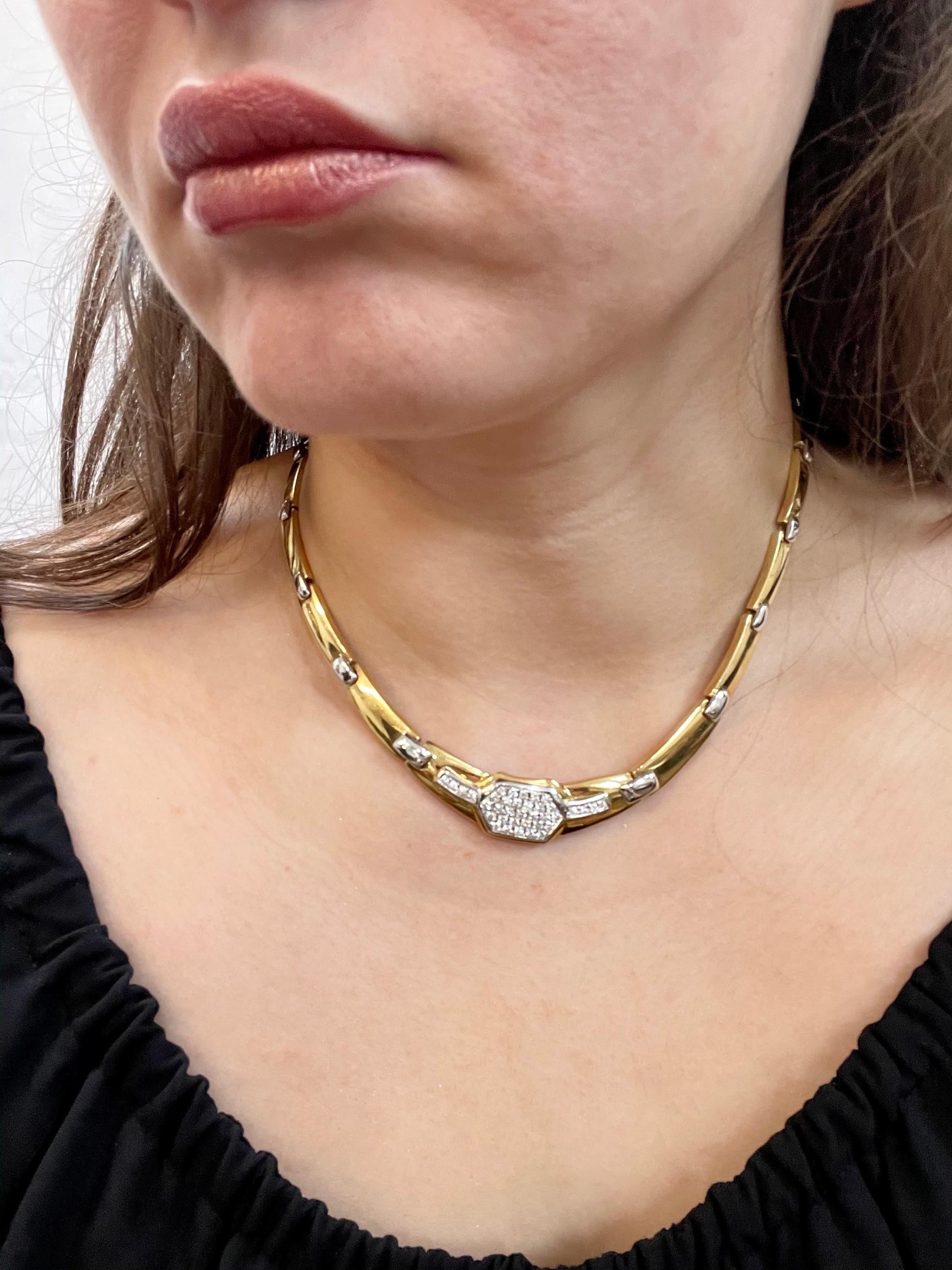 2.5Ct Diamond Necklace 51 GM 18 K 2-Tone Gold Bridal Necklace , Designer Salvini 6