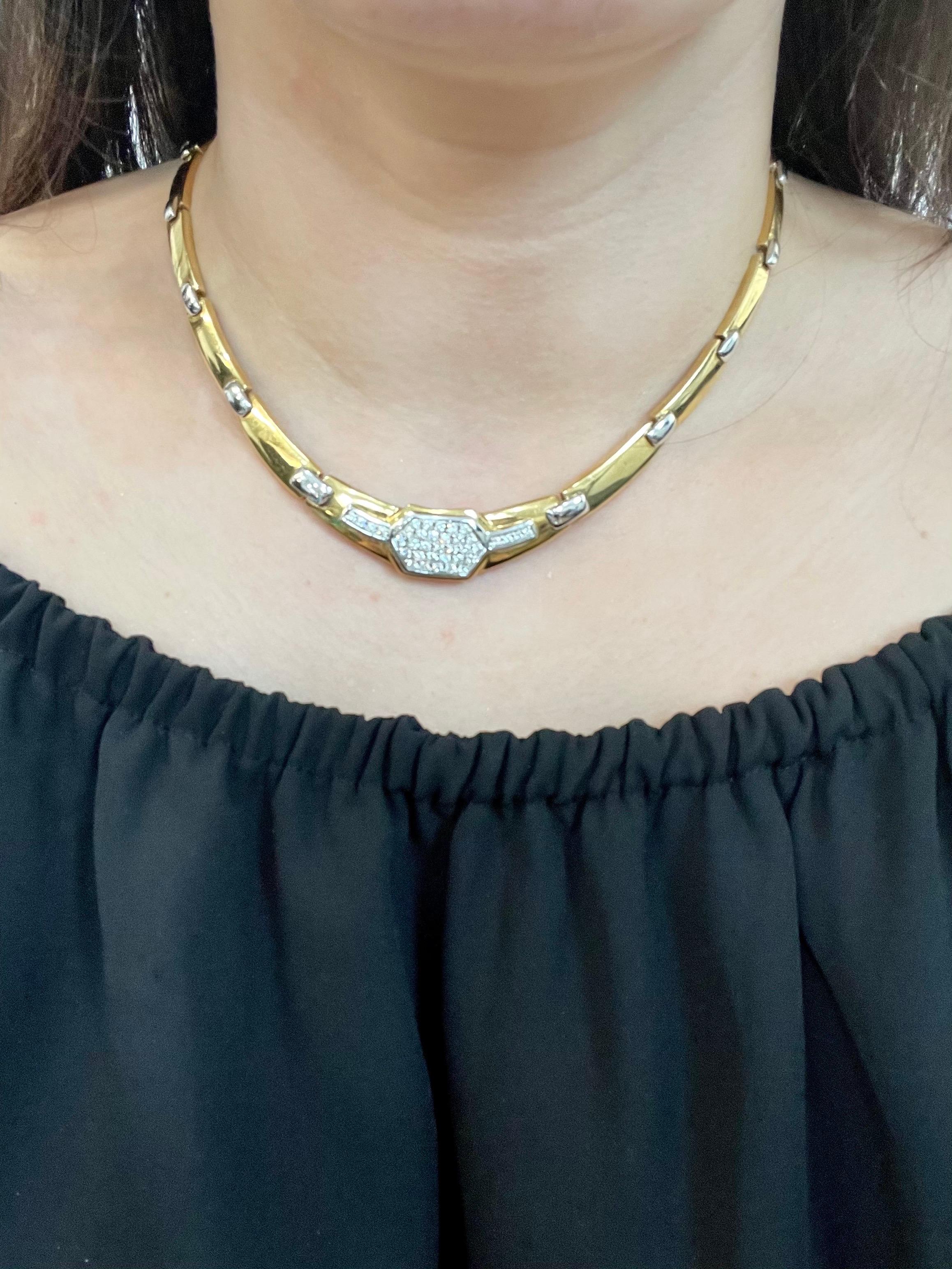2.5Ct Diamond Necklace 51 GM 18 K 2-Tone Gold Bridal Necklace , Designer Salvini 7
