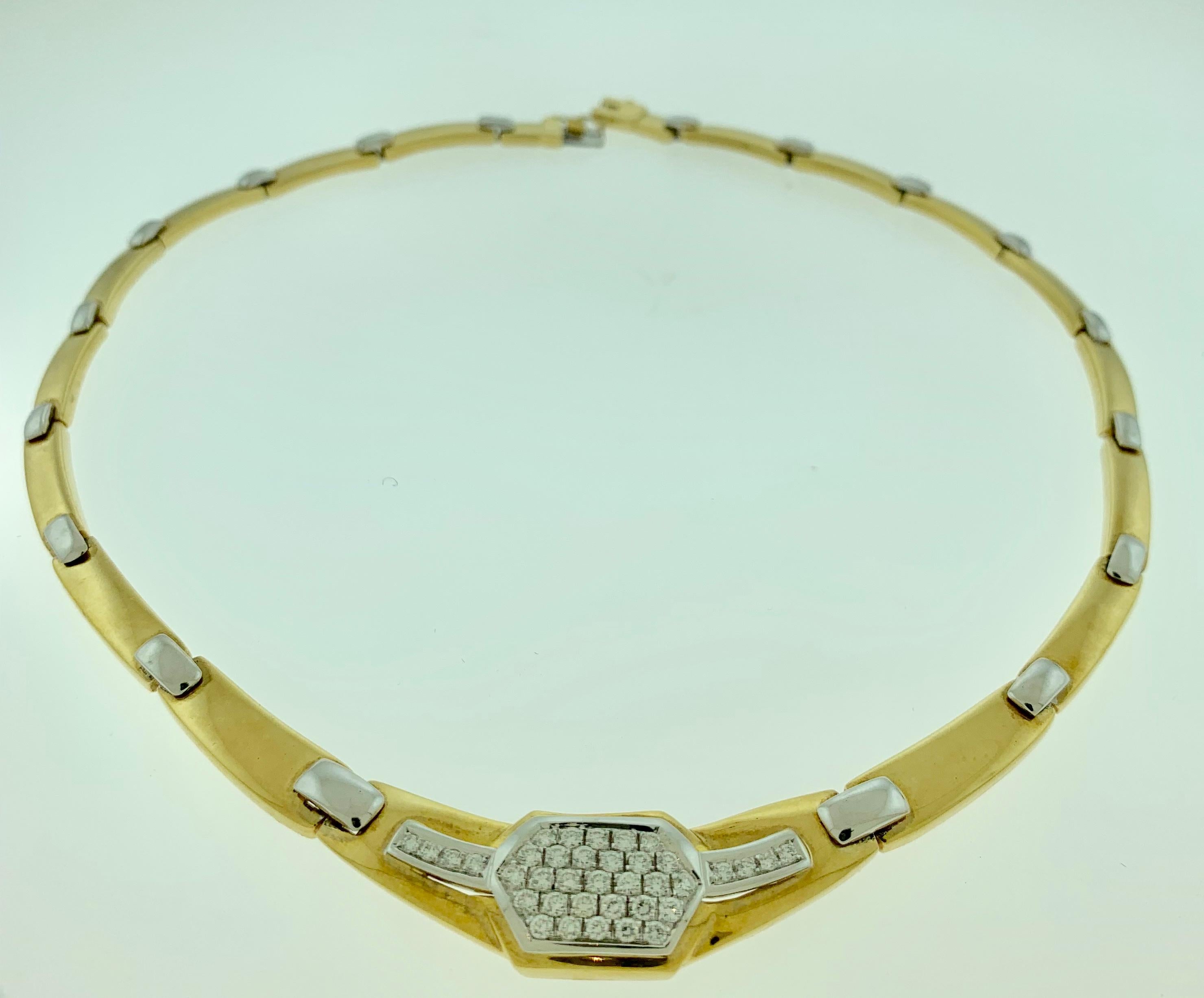 2.5Ct Diamond Necklace 51 GM 18 K 2-Tone Gold Bridal Necklace , Designer Salvini Excellent état à New York, NY
