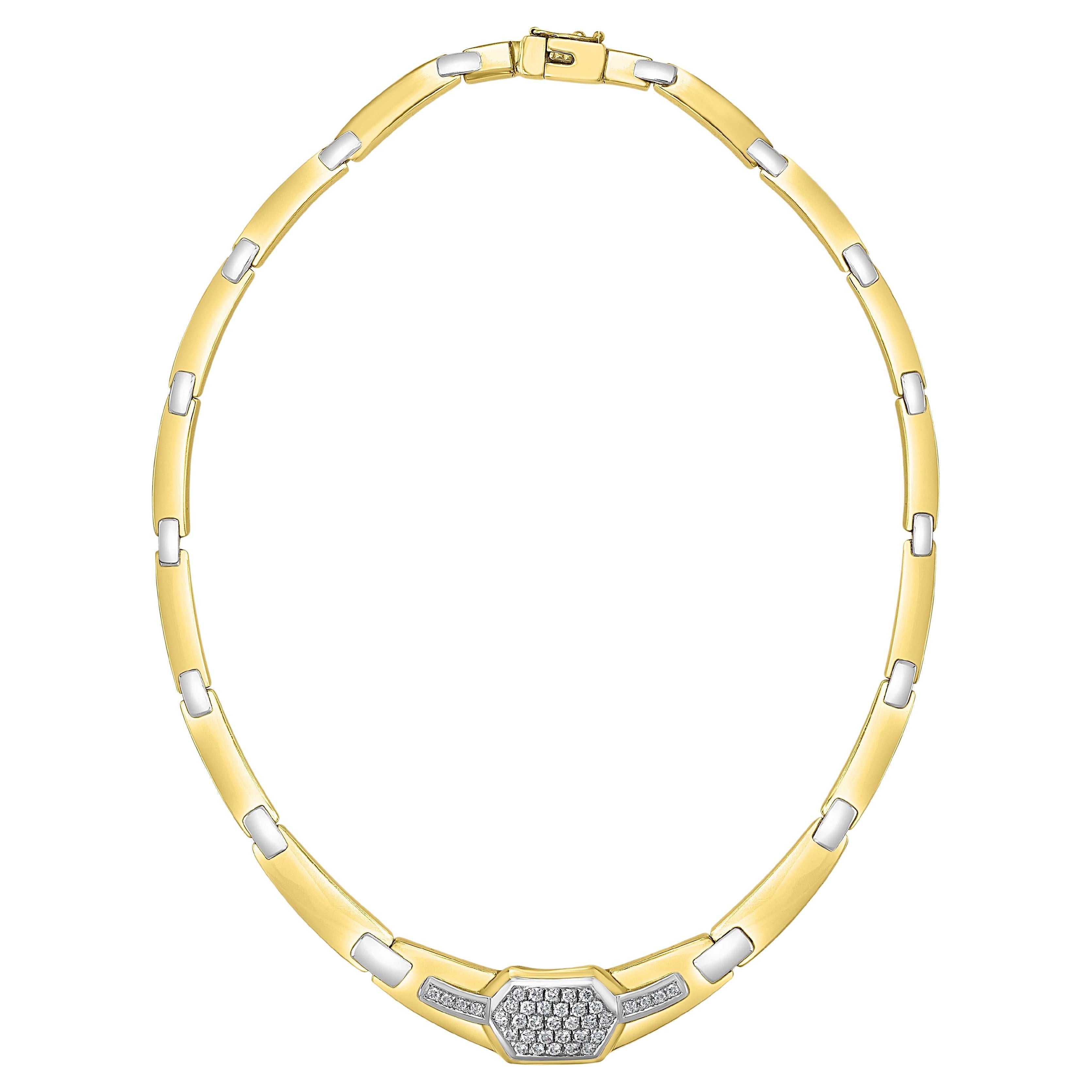 2.5Ct Diamond Necklace 51 GM 18 K 2-Tone Gold Bridal Necklace , Designer Salvini