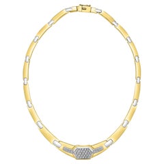 2,5 Karat Diamant-Halskette 51 GM 18 K 2-farbige Gold-Braut-Halskette , Designer Salvini