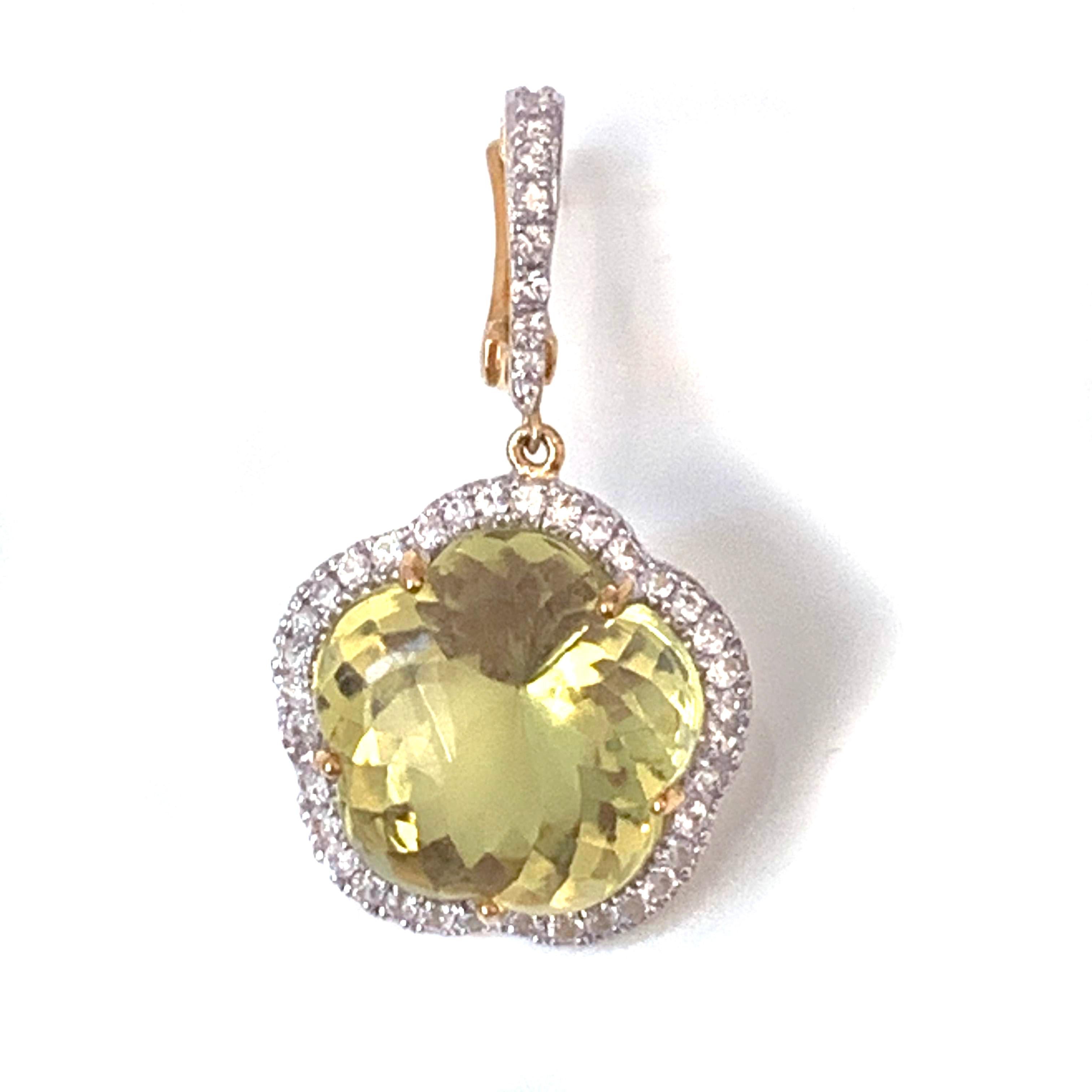 Mixed Cut 25ct Flower Lemon Quartz and White Sapphire Earrings