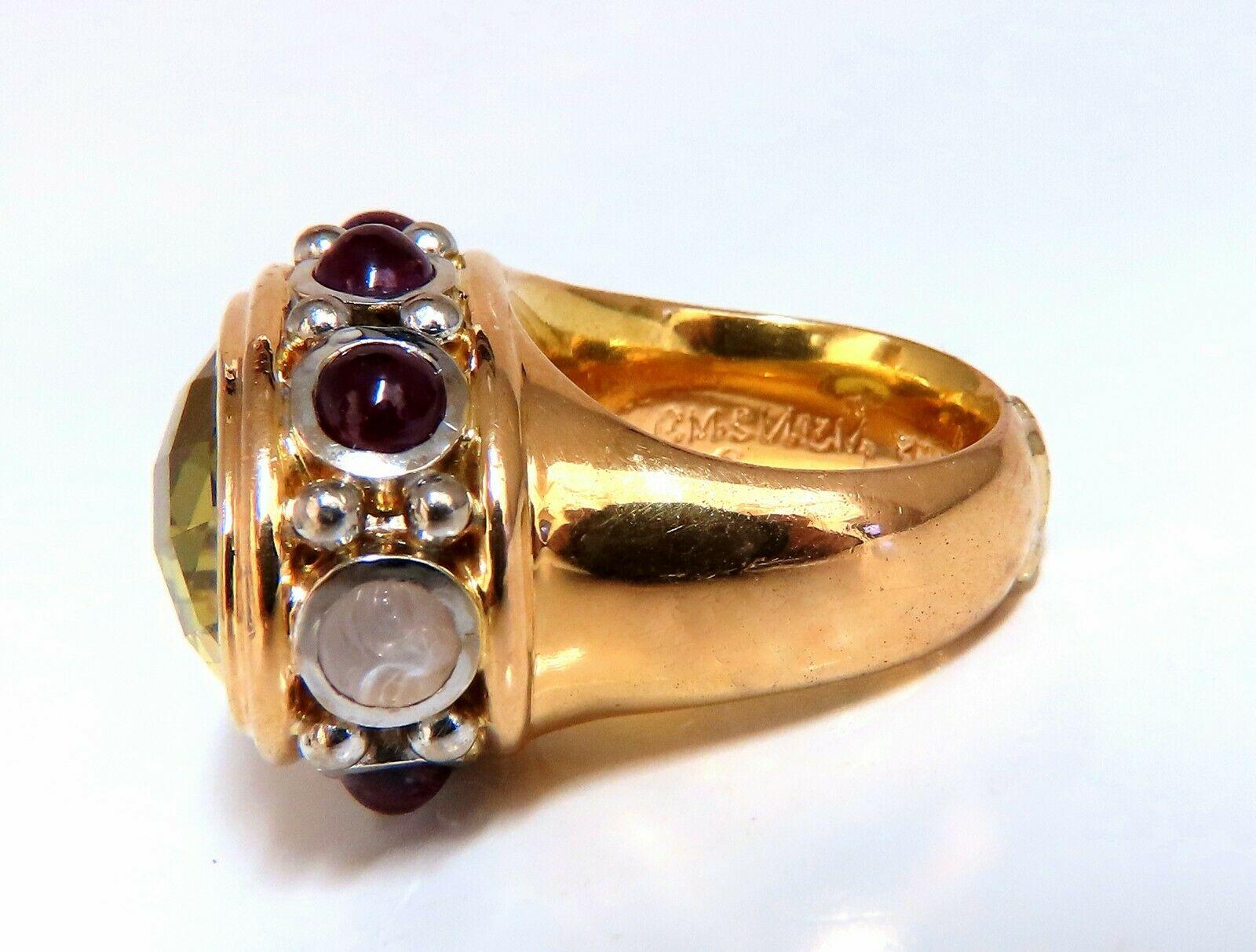 Neoegizio 25 Carati Quarzo Limone Naturale Anello Vintage 19 Carati Vintage Medio Oriente 52 Grammi in vendita