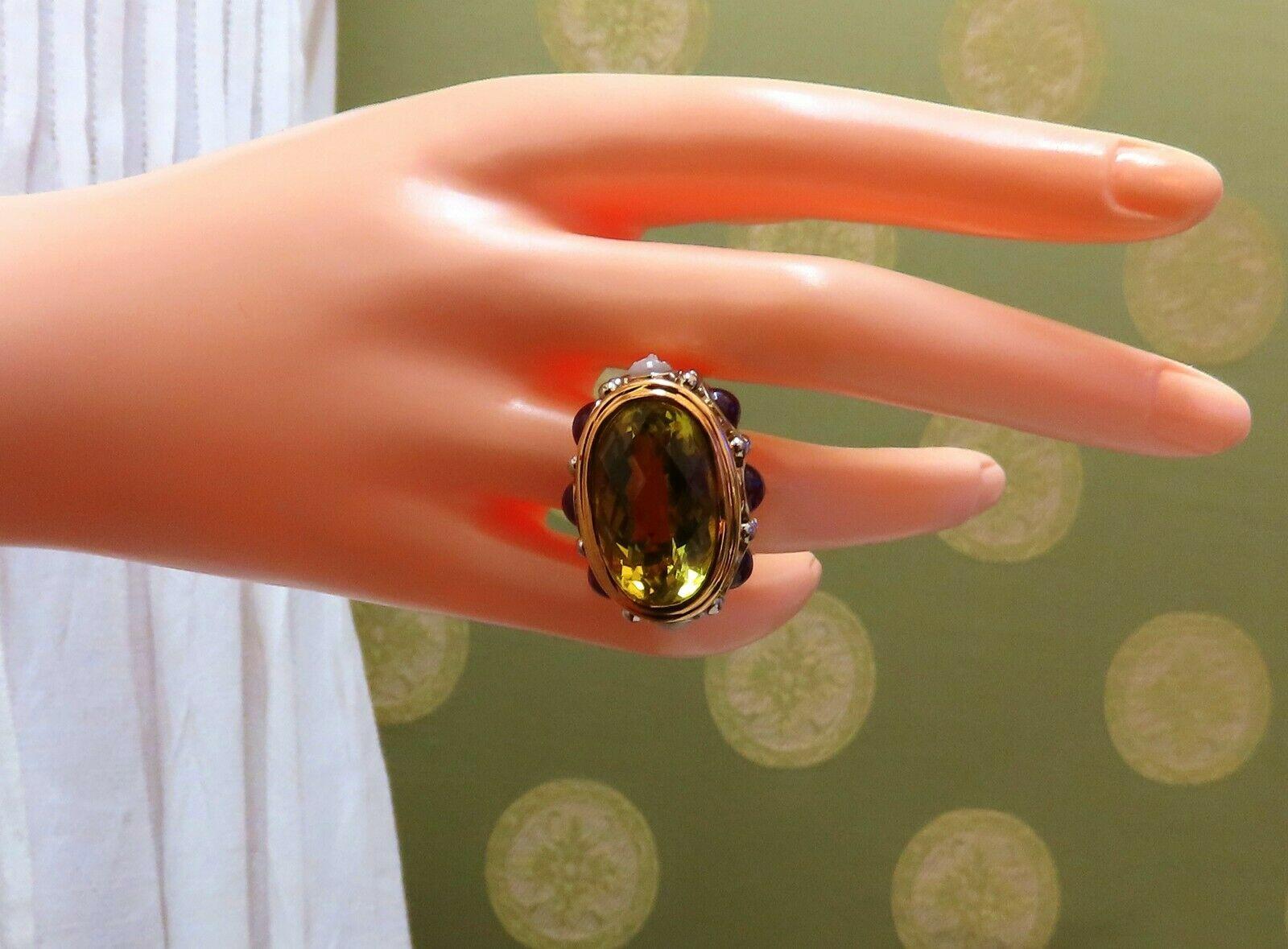 25 Carati Quarzo Limone Naturale Anello Vintage 19 Carati Vintage Medio Oriente 52 Grammi in vendita 1
