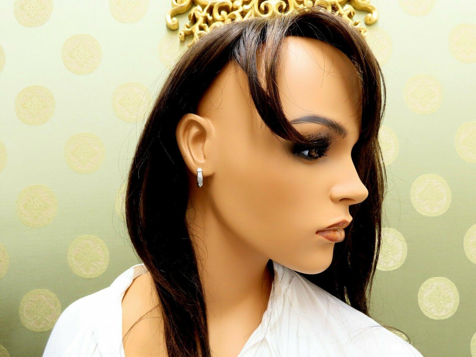 Princess Cut .25 Carat Natural Princess Diamonds Hoop Earrings Button 14 Karat