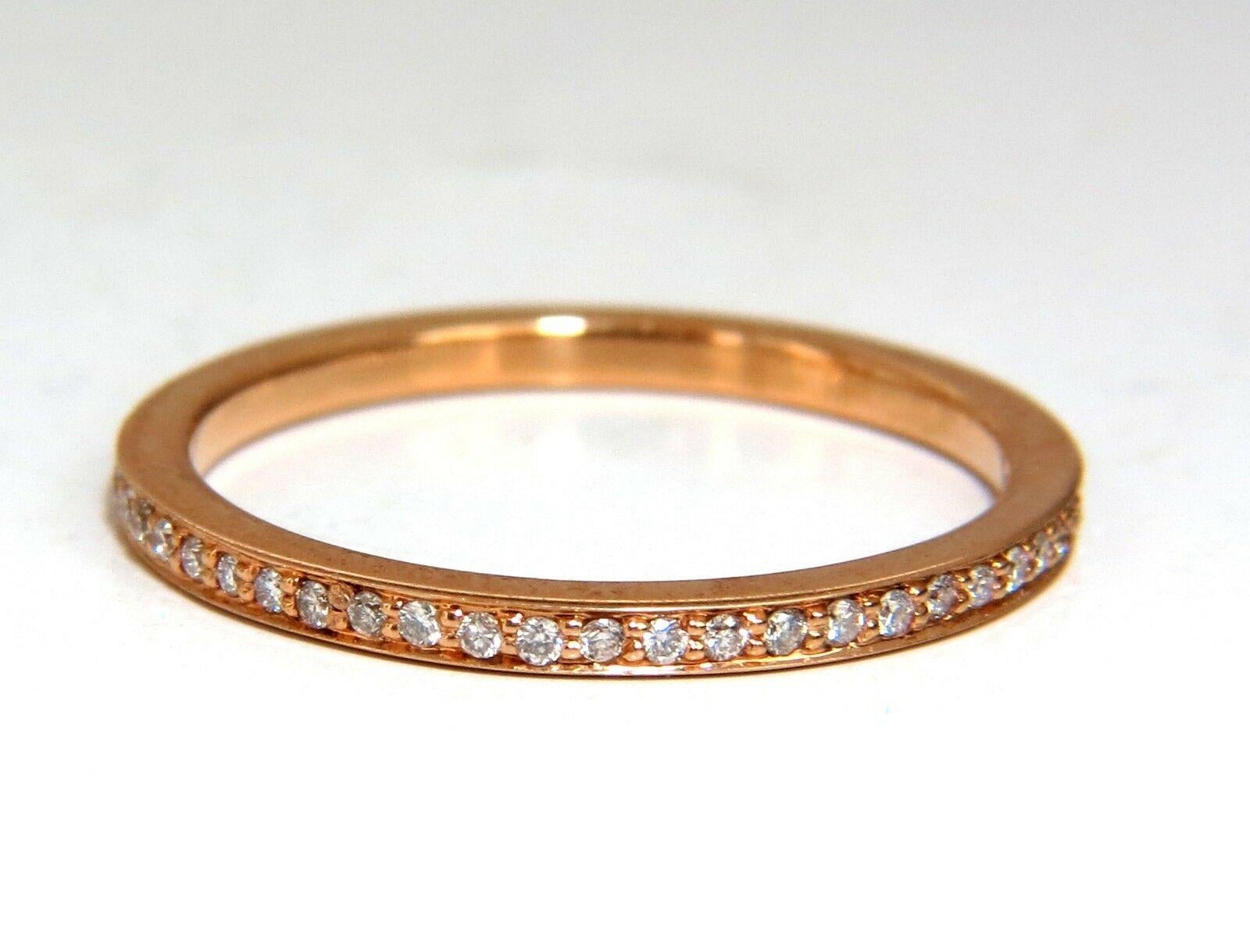 .25ct. Natural Diamonds eternity band  Round, Brilliant Cuts G color  Vs-2, clarity Micro Bead set diamonds. 2.2 grams Size 8.25 and may not resize. 1.8mm thick 1.7mm depth 18kt pink gold Gorgeous made, no inner drill hole. 