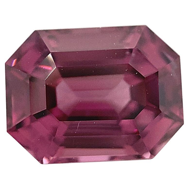 2.5ct Octagonal/Emerald Cut Pink-Purple Spinel GIA Certified Unheated For Sale