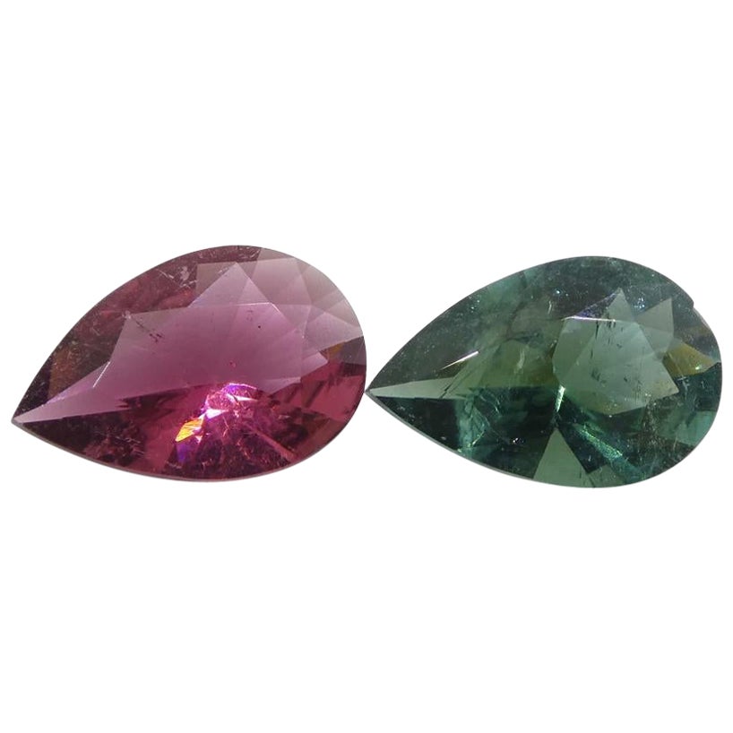2.5ct Pair Pear Pink/Blue Tourmaline