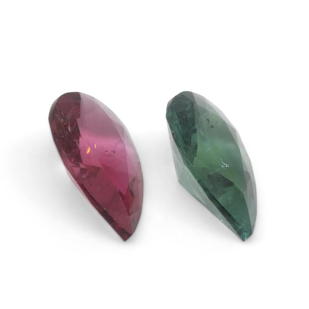 2.5ct Pair Pear Pink/Blue Tourmaline from Brazil For Sale 3