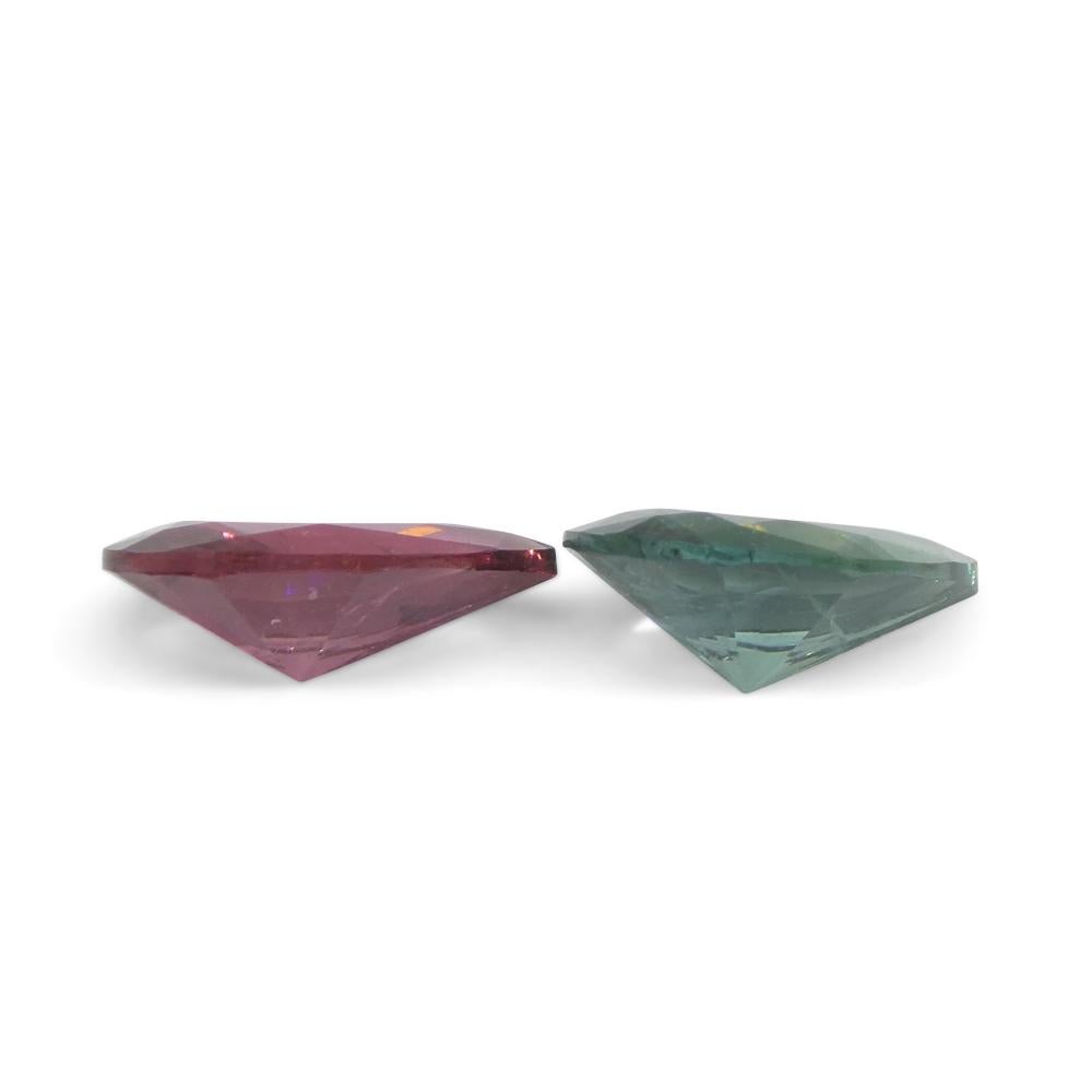 2.5ct Pair Pear Pink/Blue Tourmaline from Brazil For Sale 4