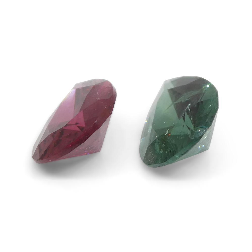 2.5ct Pair Pear Pink/Blue Tourmaline from Brazil For Sale 5