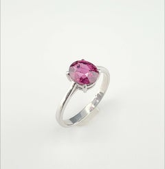 2.5ct Pink Oval Garnet Sterling Silver Solitaire Ring