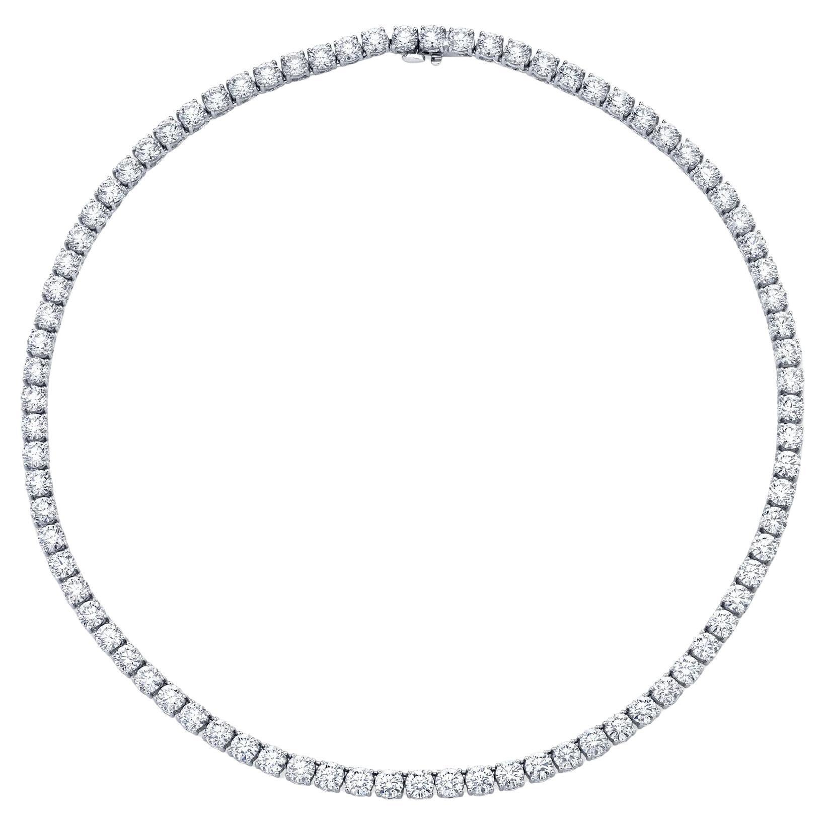 Collier de tennis en diamants ronds et brillants de 25ct en vente