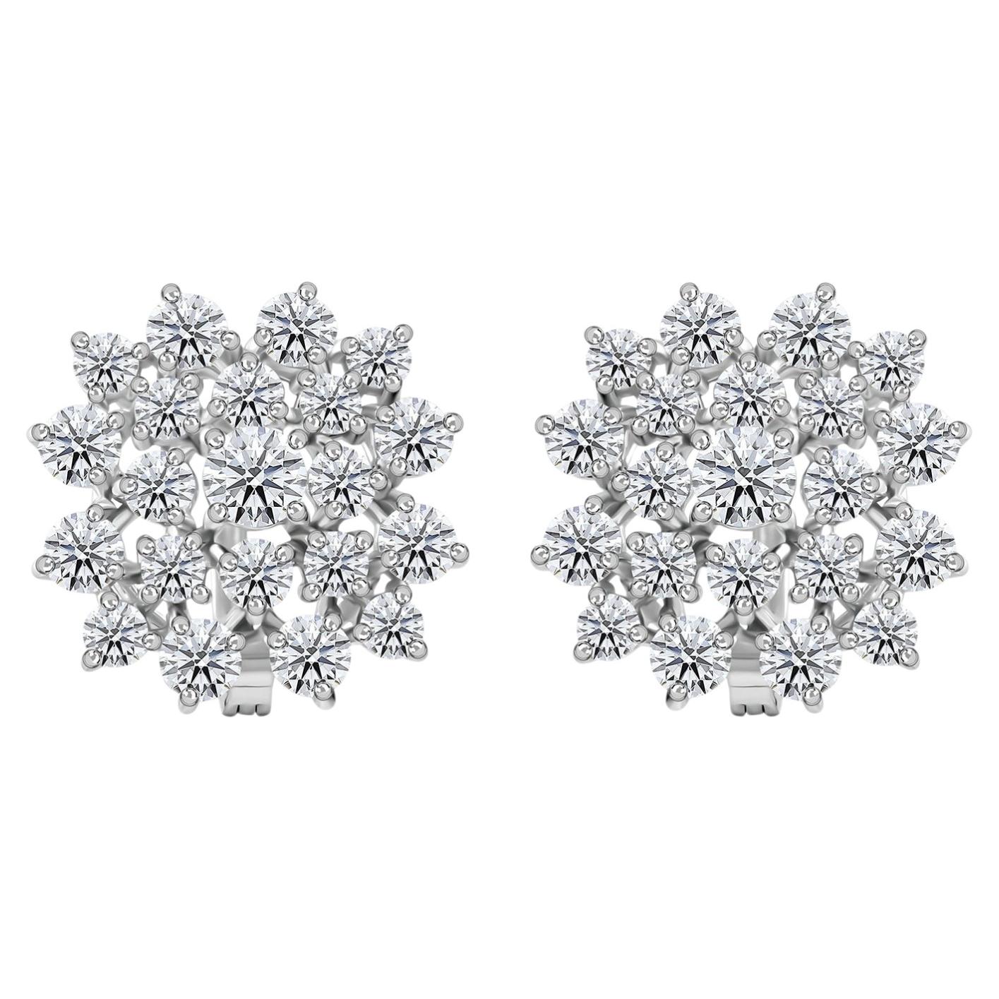 2.5Ct Round Diamond Cluster Stud Earrings 18K White Gold Gift for Her