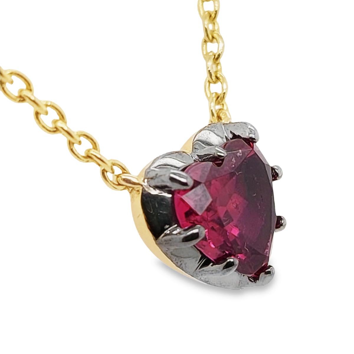 Made by Jewellery Cave- introducing the epitome of elegance and luxury gifting - our stunning 2.5ct Rubellite Tourmaline heart necklace set in 14ct Yellow Gold on a 16/18