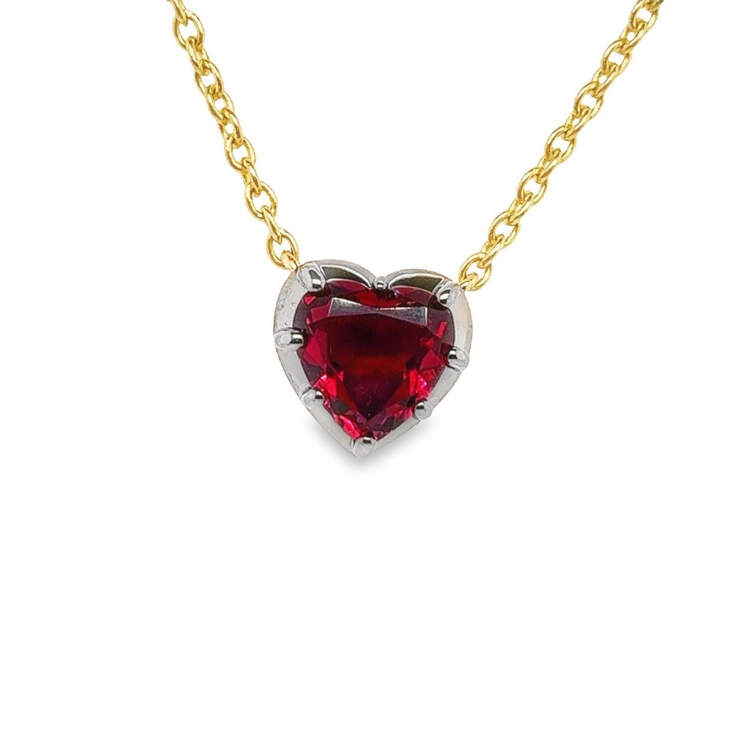 Heart Cut 2.5ct Rubellite Heart Set in 14 carat Yellow Gold Chain For Sale