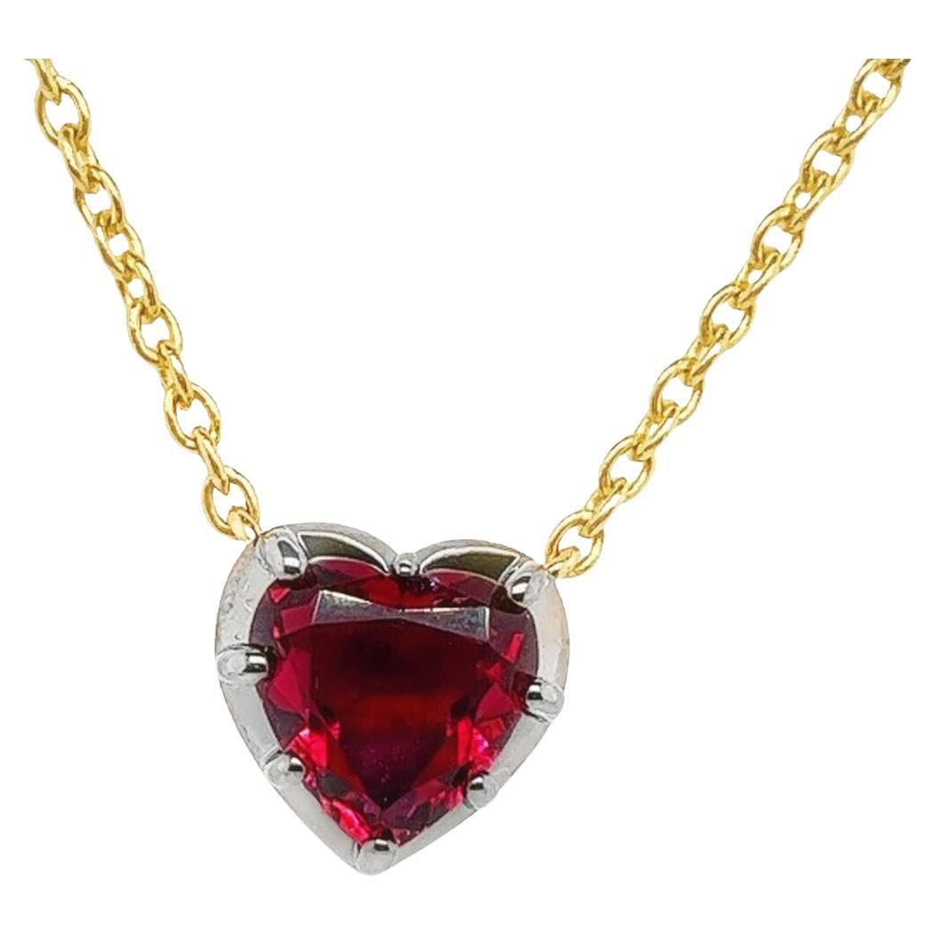 2.5ct Rubellite Heart Set in 14 carat Yellow Gold Chain For Sale