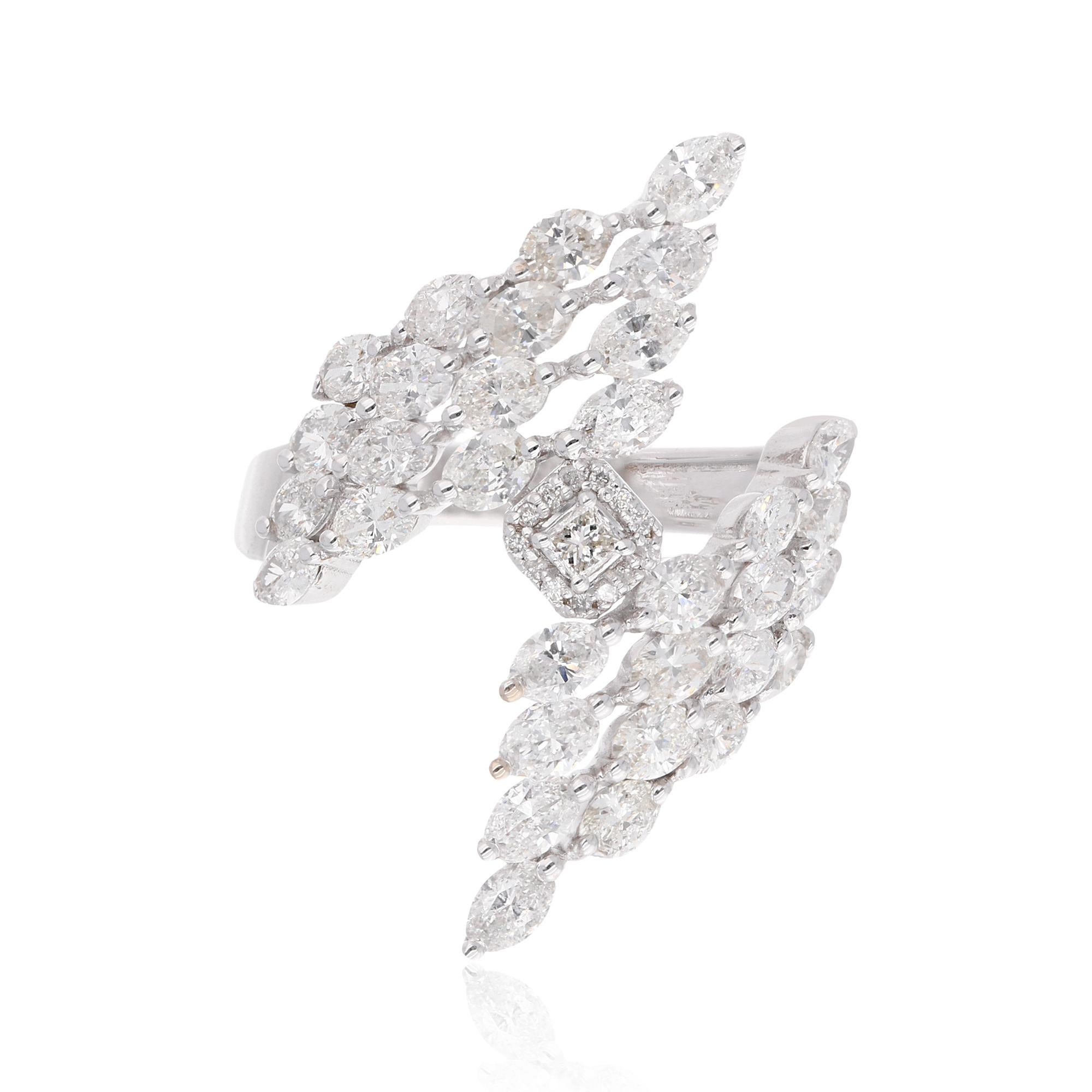 En venta: Anillo de cóctel de diseño con diamantes en racimo SI/H de 2,5 qt Oro blanco de 14 quilates Joyería fina  5