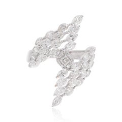 Anillo de cóctel de diseño con diamantes en racimo SI/H de 2,5 qt Oro blanco de 14 quilates Joyería fina