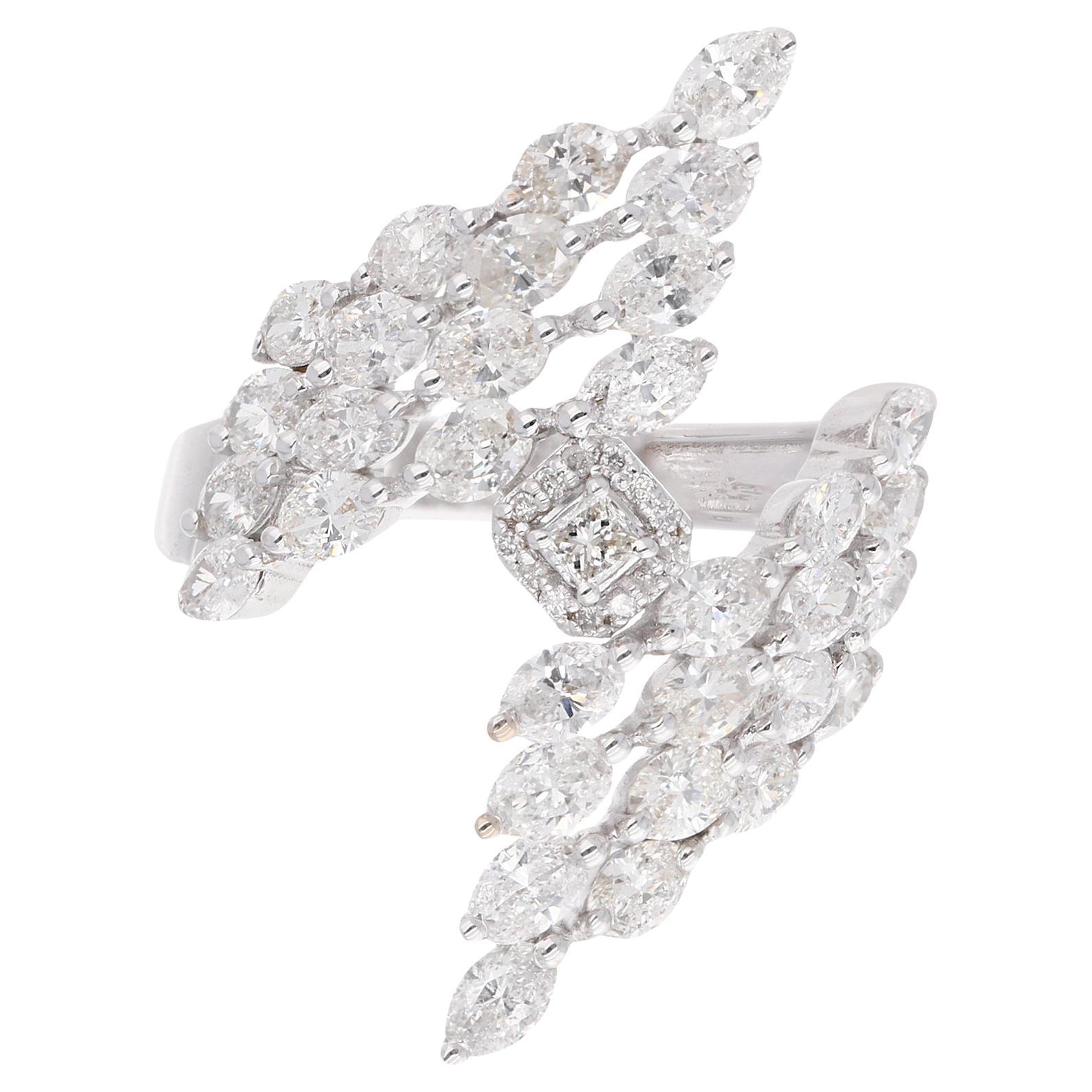 2.5Ct SI/H Cluster Diamant Designer Cocktail Ring 18K Weißgold Feiner Schmuck