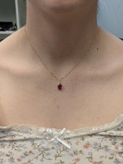 2.5cts Madagascar Ruby Pendant with Natural Diamonds: 14K Rose Gold, 9x7mm