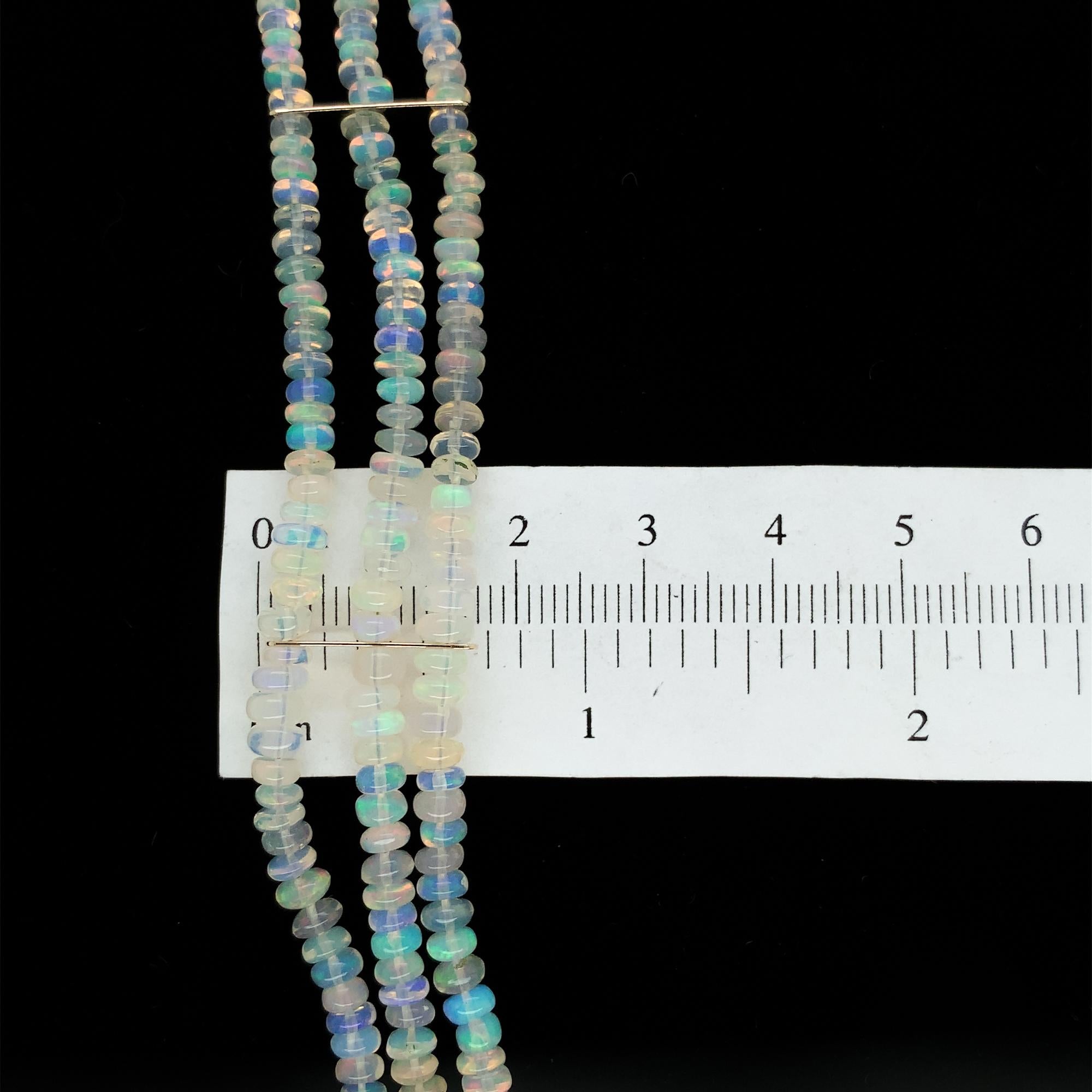 25cts Welo Opal 3 Strand Bead Bracelet For Sale 1