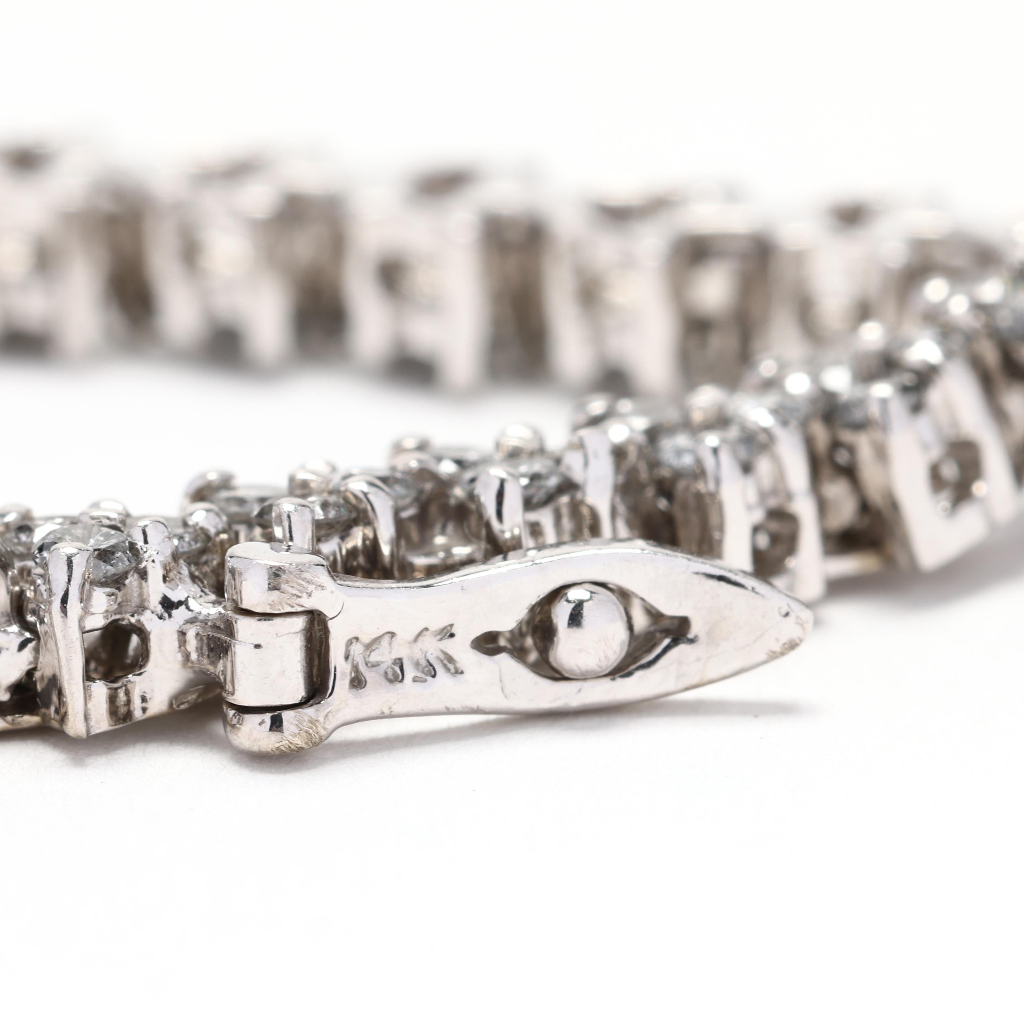 2.5ctw Diamond Tennis Bracelet, 14k White Gold, 7 Inch Length, Stackable In Good Condition For Sale In McLeansville, NC