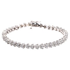 Bracelet de tennis en or blanc 14k avec 2,5ctw de diamants, longueur 7 pouces, empilable