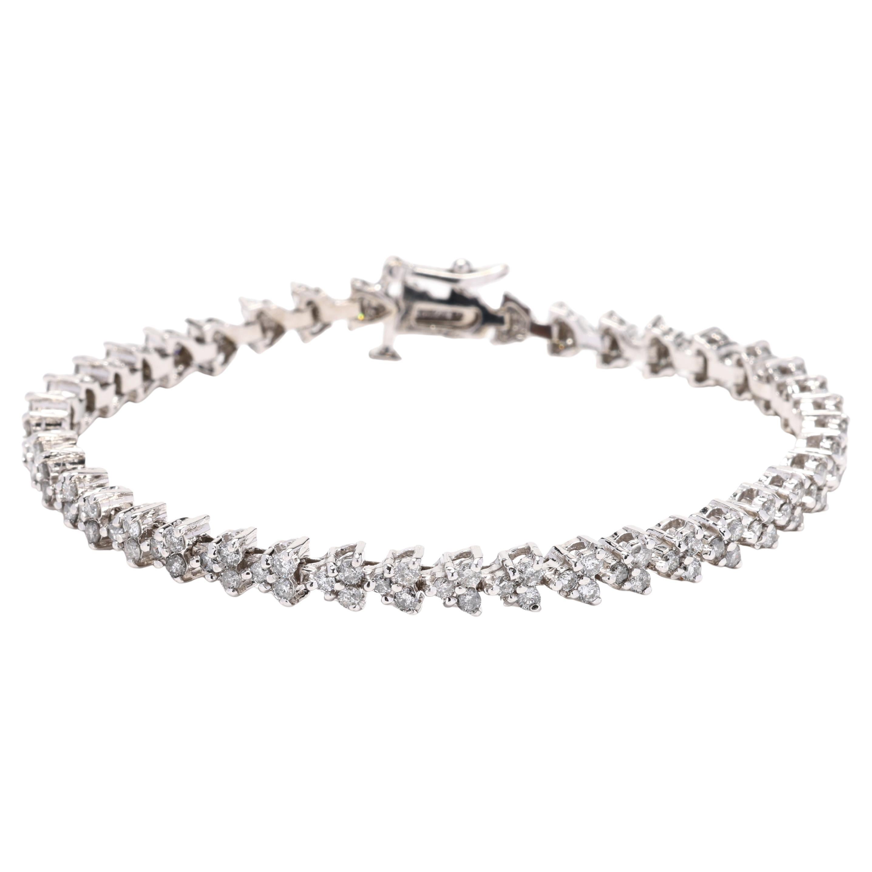 2.5ctw Diamond Tennis Bracelet, 14k White Gold, 7 Inch Length, Stackable