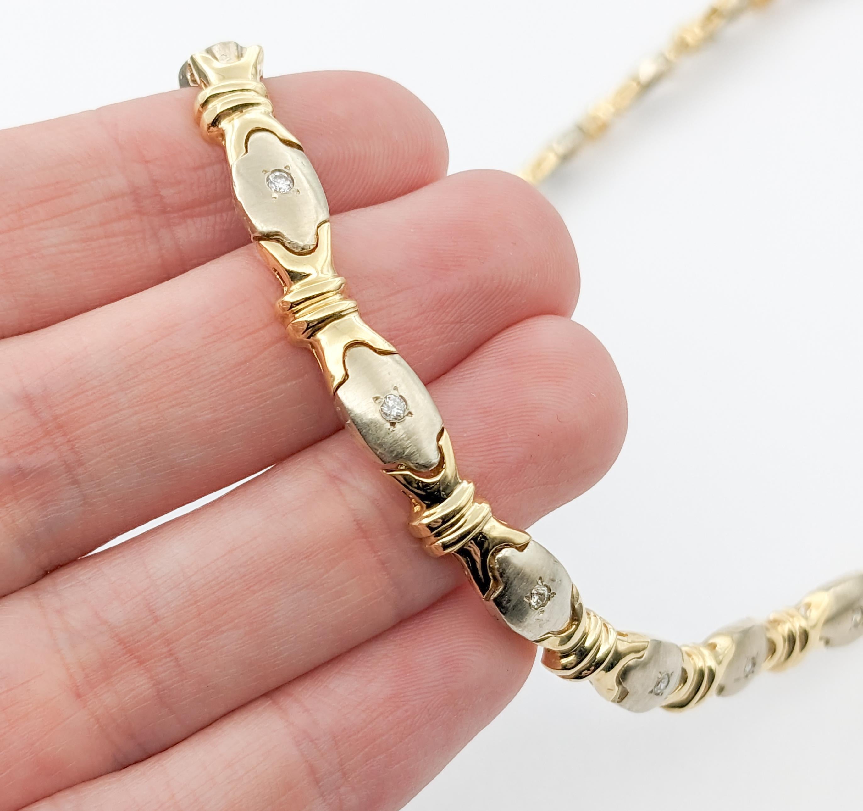 .25ctw Diamant Vintage Halskette in zweifarbigem Gold (Moderne) im Angebot
