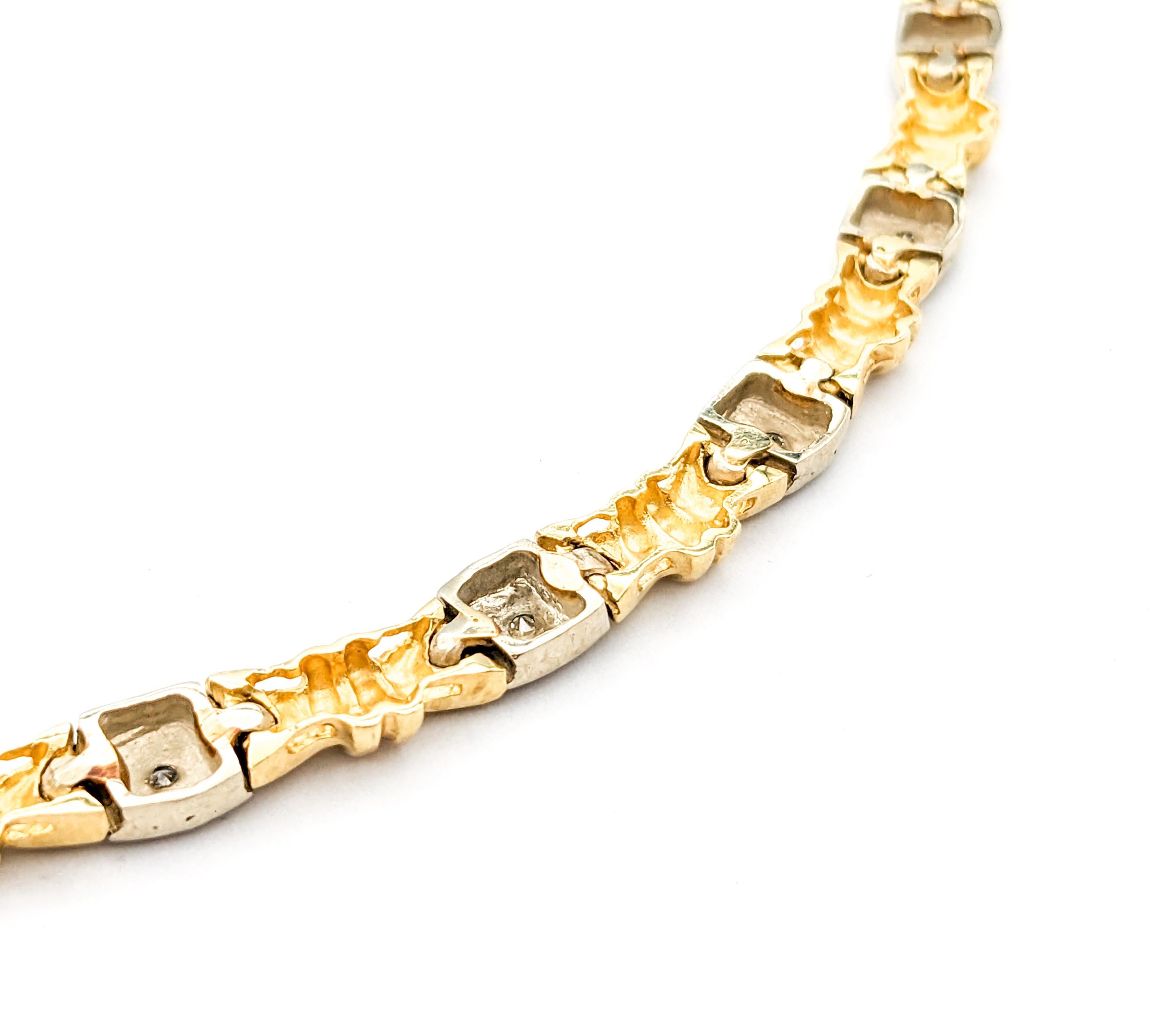 Round Cut .25ctw Diamond Vintage Necklace In Two-Tone Gold For Sale