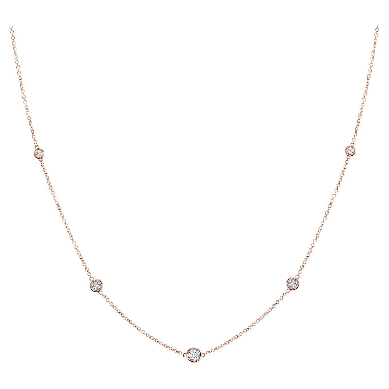 .25CTW Rose Gold Diamonds-By-The-Yard Necklace				 For Sale