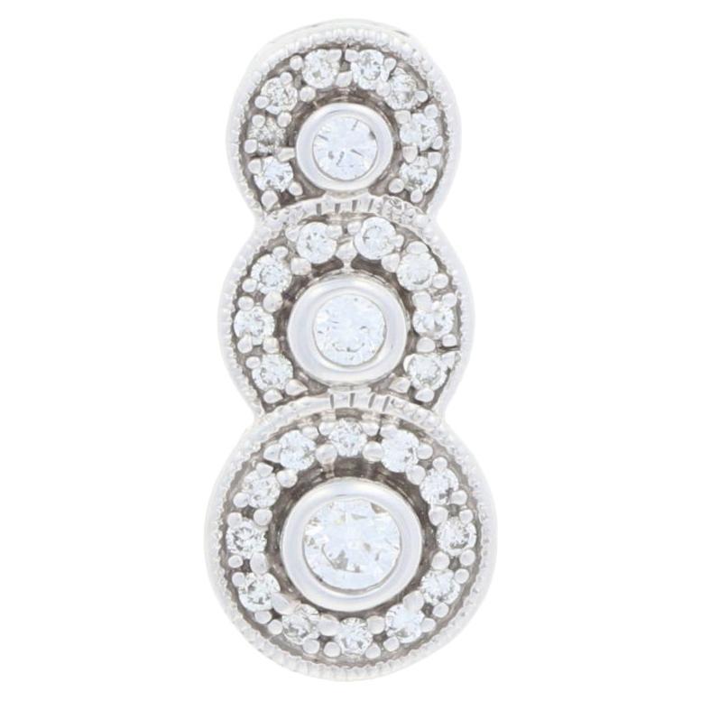 .25ctw Round Brilliant Diamond Pendant, 14k White Gold Halo Milgrain Journey For Sale